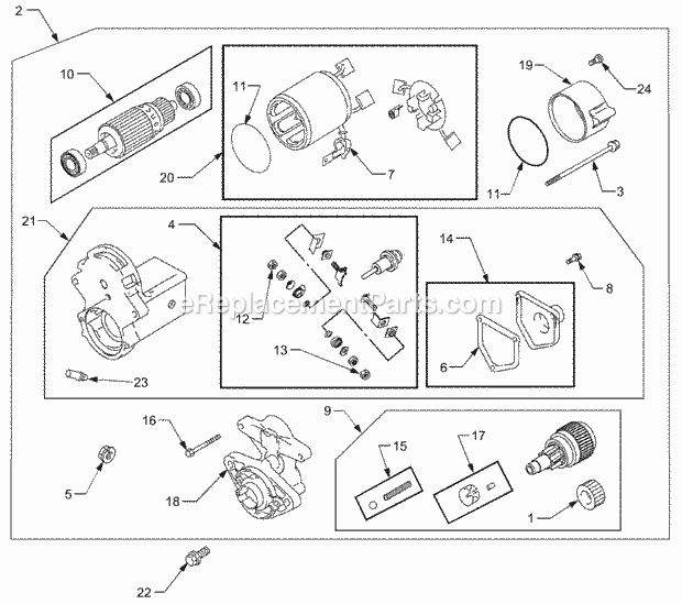 Starter Diagram and Parts List for 5234DL 54AL544-710, 54BL544-710 Cub Cadet Lawn Tractor